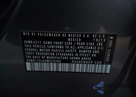 2014 Volkswagen Jetta 1.8T Se from USA, damaged, VIN 3VWD17AJ4EM225280